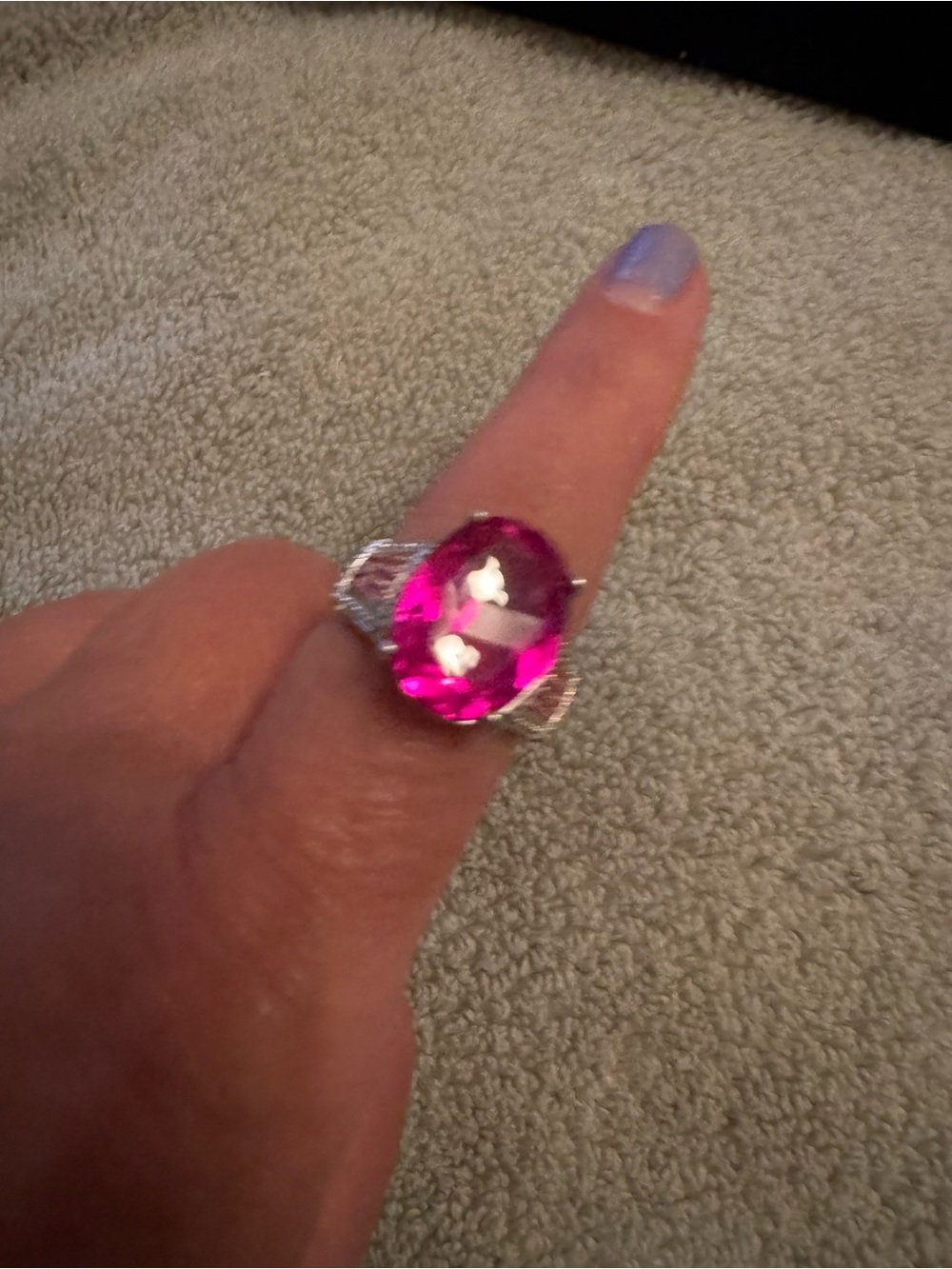 Sterling silver Pink Crystal Statement Ring - Women's Jewelry